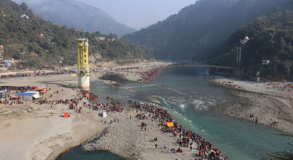 पाल्पा, गुल्मी र स्याङ्जाको संगम रिडी रुरु क्षेत्रमा संक्रान्ति स्नान र मेला भर्नेको घुइँचो